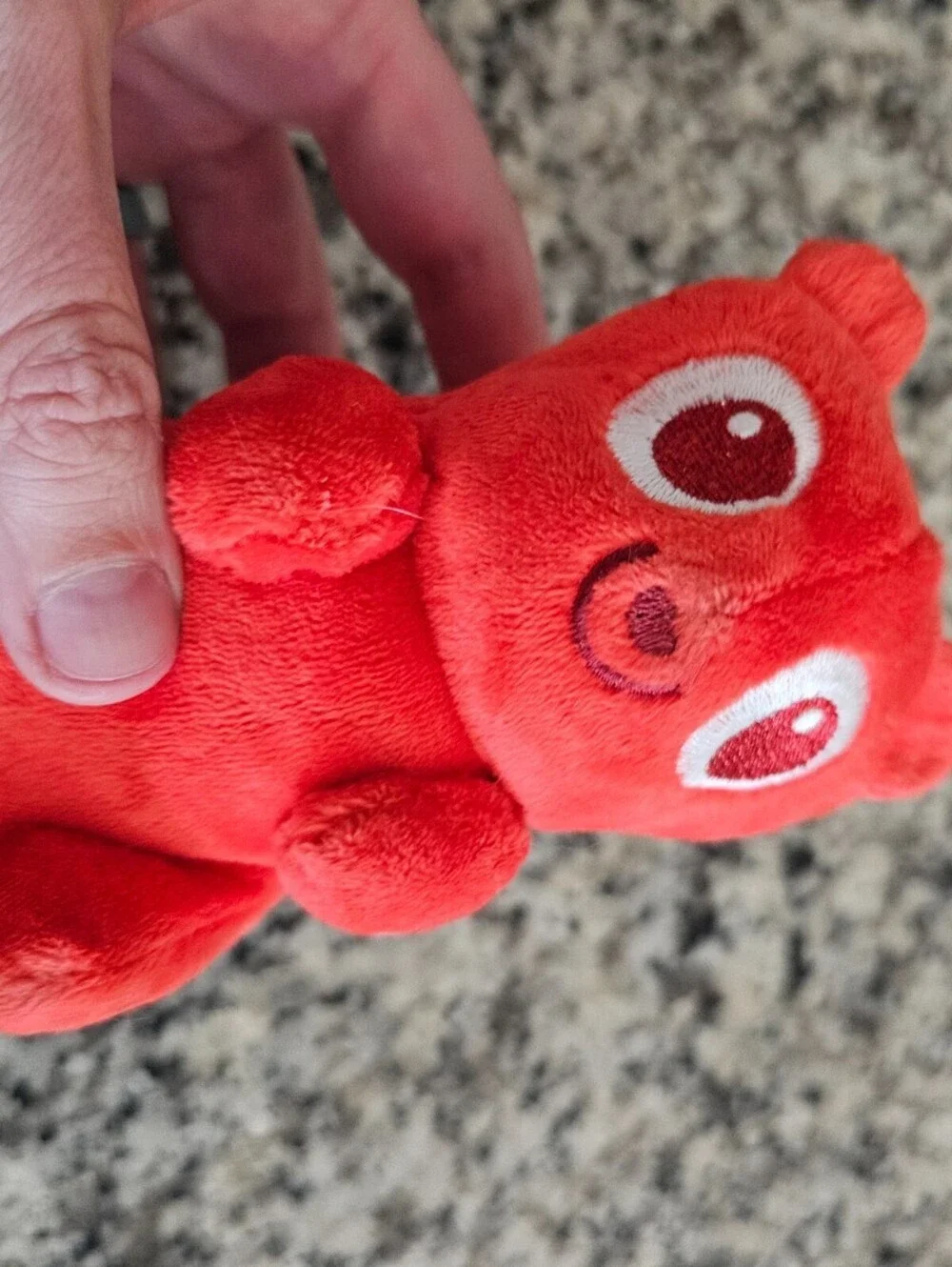 BARK Yummy Bear Buddies squeaker dog toy XS/S Red